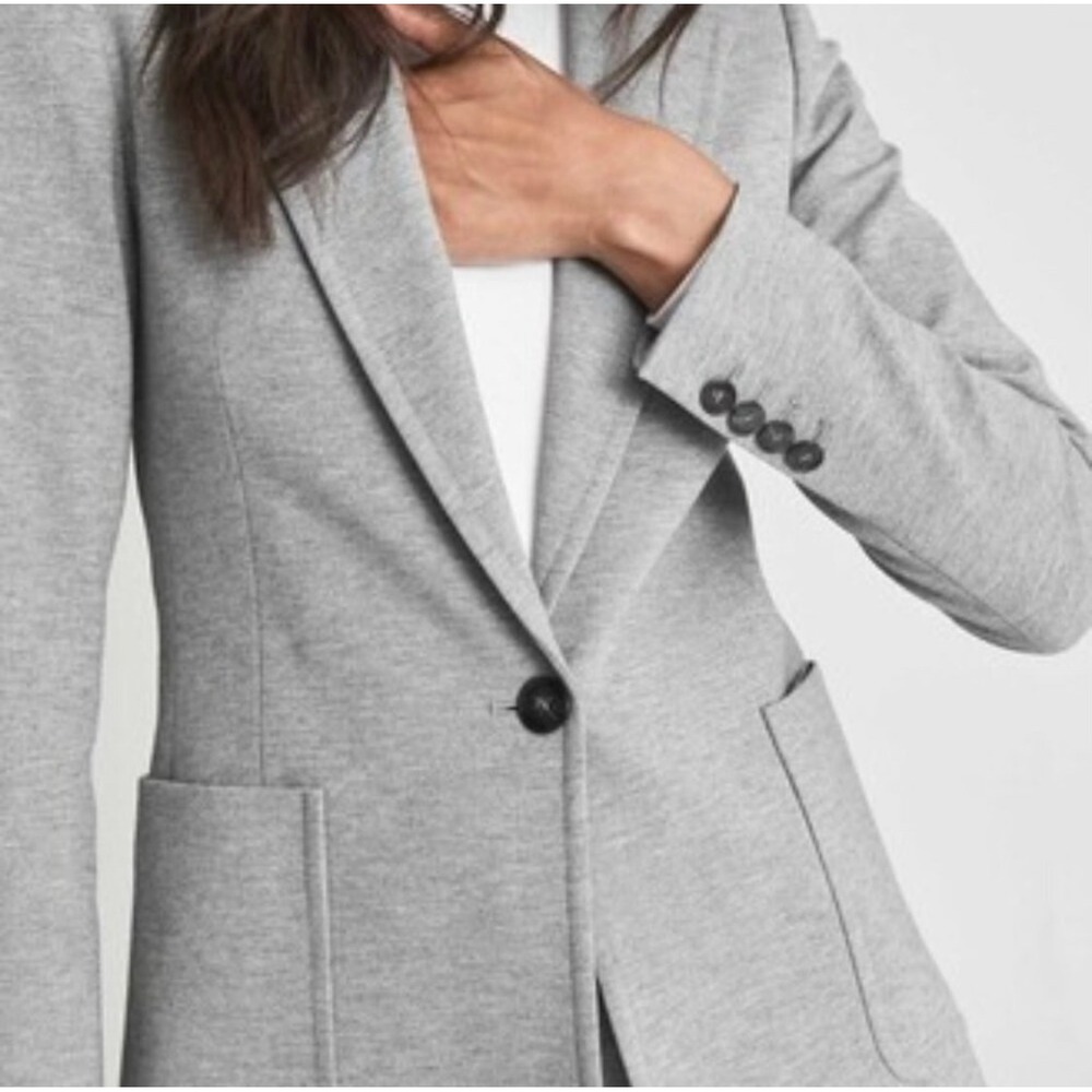 Reiss Neave Slim Fit Jersey Stretch Blazer Women 6 Grey Office‎ Minimalist